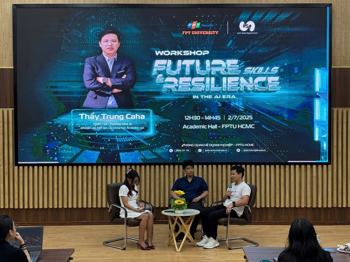 Trung Caha tại workshop Future Skills and Resilience ở FPT University
